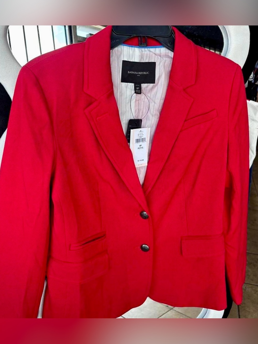 Banana Republic Textured Red Tailored Blazer Size: 4